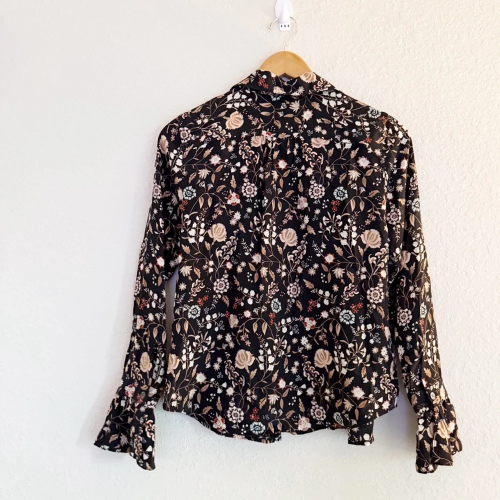 Frame Silk Floral Button Up Blouse Size Small - Picture 5 of 6